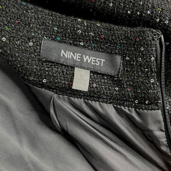 Nine West Pencil Skirt La Vie En Rose Black Multi Sequin 8 New - Picture 8 of 14